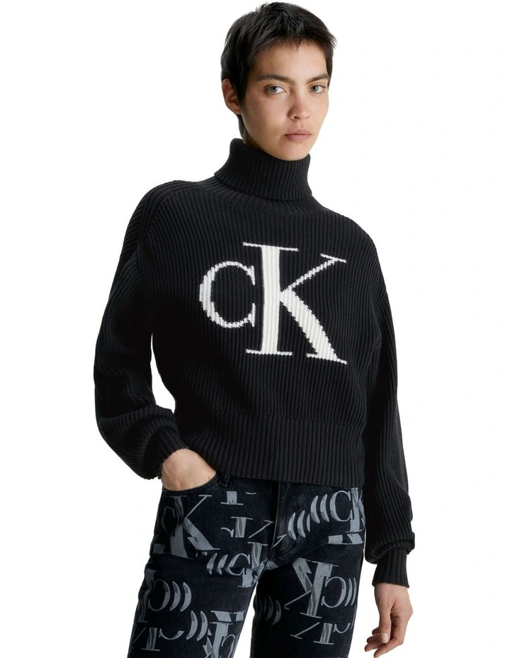 Blown Up Ck Loose Sweater in Black