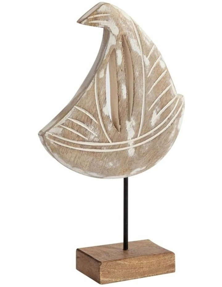 Tabletop Sailboat Wooden Ornament Medium in Natural