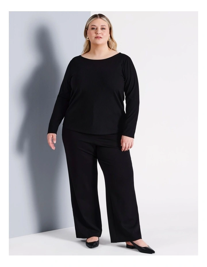 Rib Long Sleeve Tee in Black