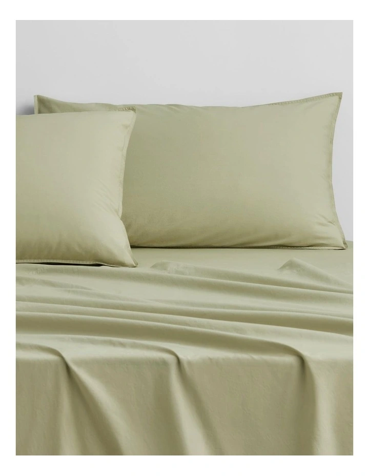 Bayley Washed Percale Pillowcase Pair in Soft Fern