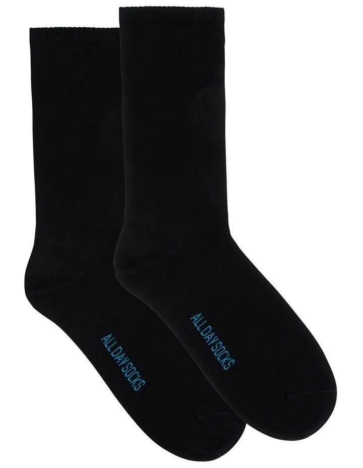 Fine Cotton Socks 2-Pack in Black
