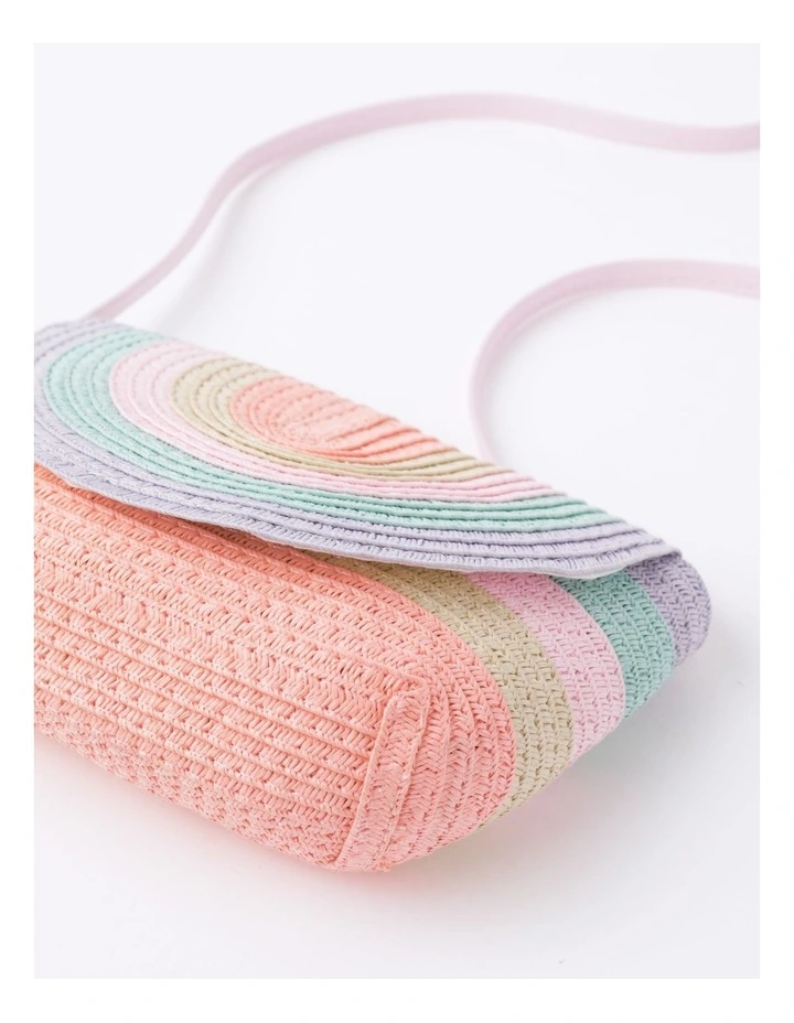 Straw Crossbody Bag in Rainbow