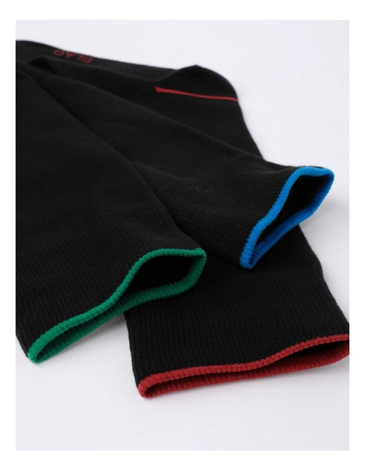 Fine Stripe Cotton Socks in Black