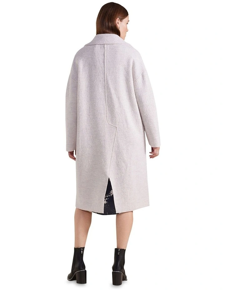 Long Sleeve Boiled Wool Coat in Oatmeal