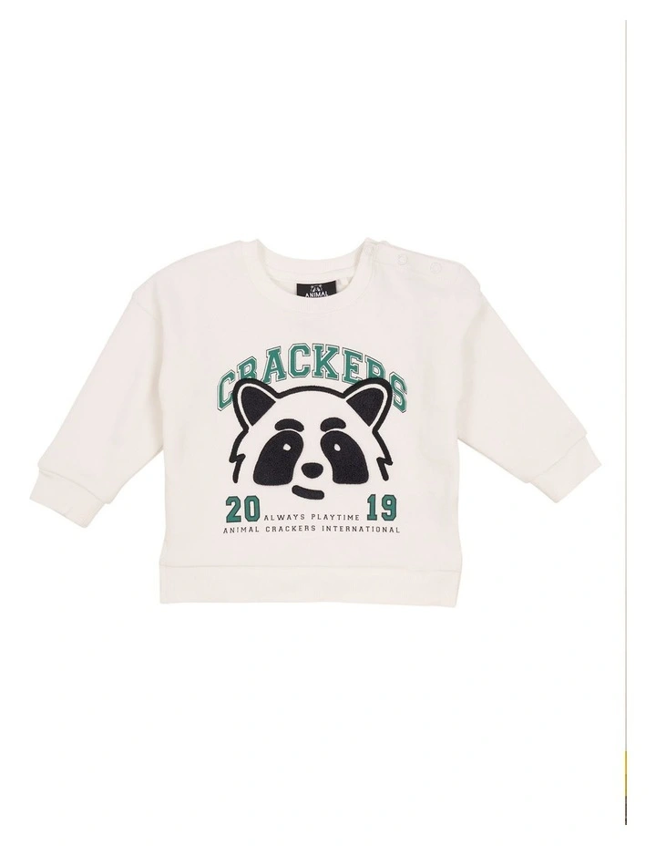 Raffi Mix Crew Sweat Top (Sizes 0-5) in Vintage White