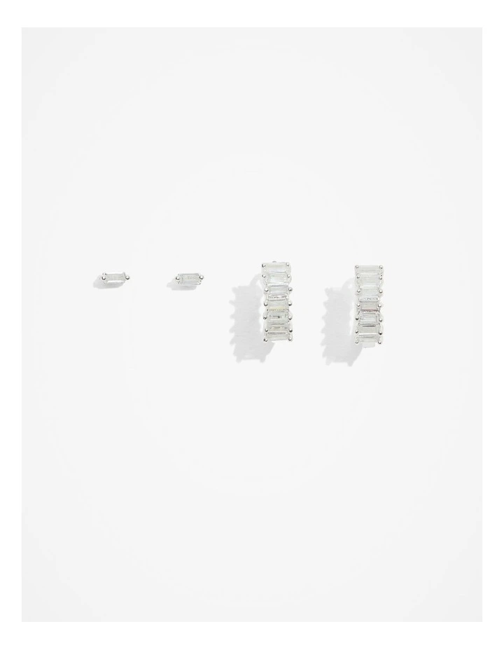 Dana Stud Earring Pack Of 2 in Silver