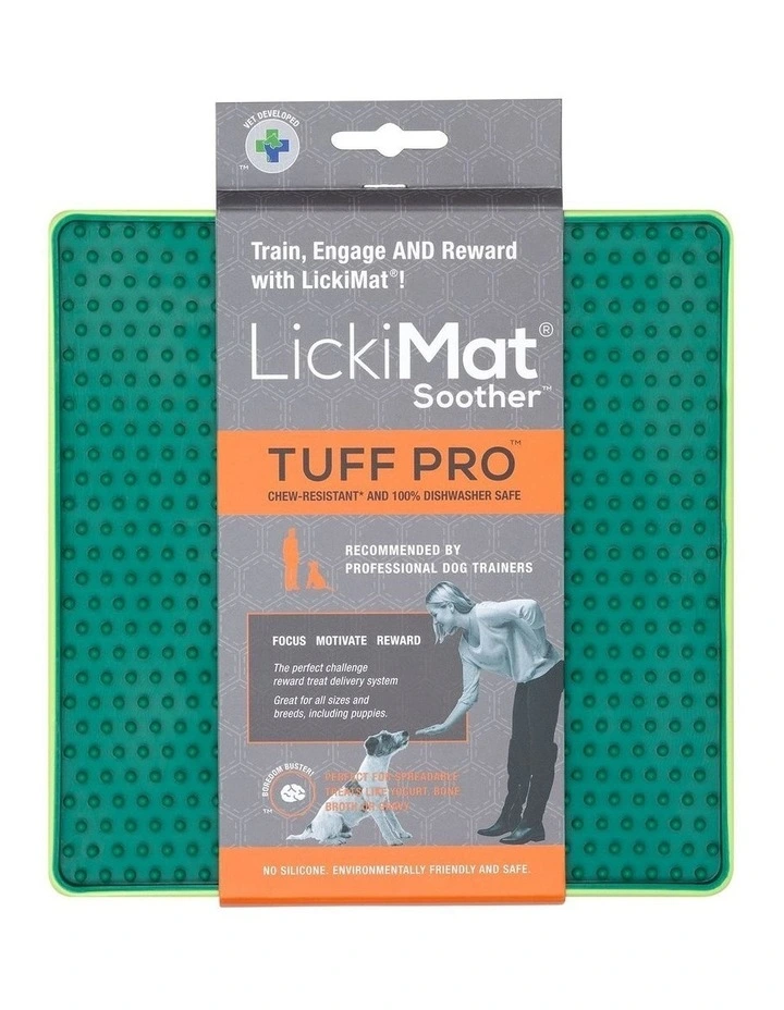 Soother PRO Tuff Slow Food Licking Mat for Dogs in Green
