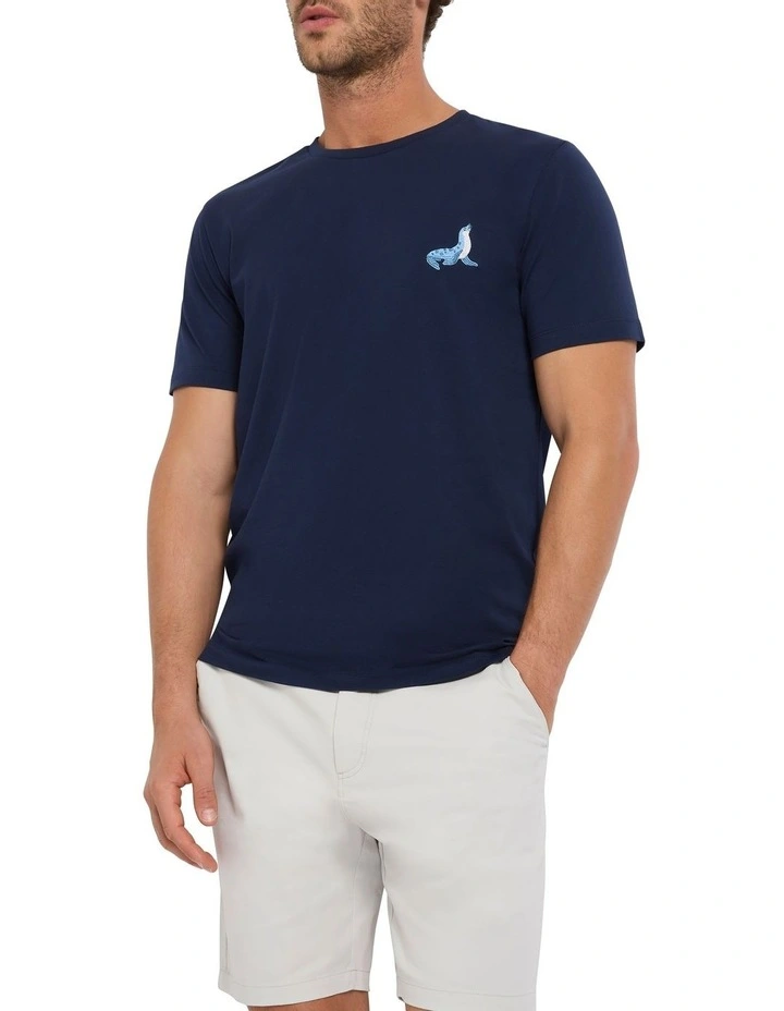 Seth Embroidered Tee in Navy