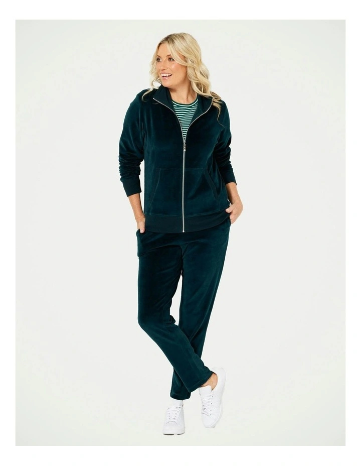 Venus Velour Zip Jacket in Green