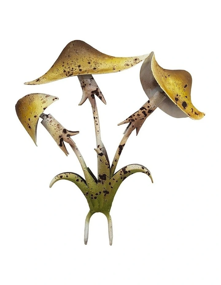 Mushroom Bunch Garden Stake in Yellow