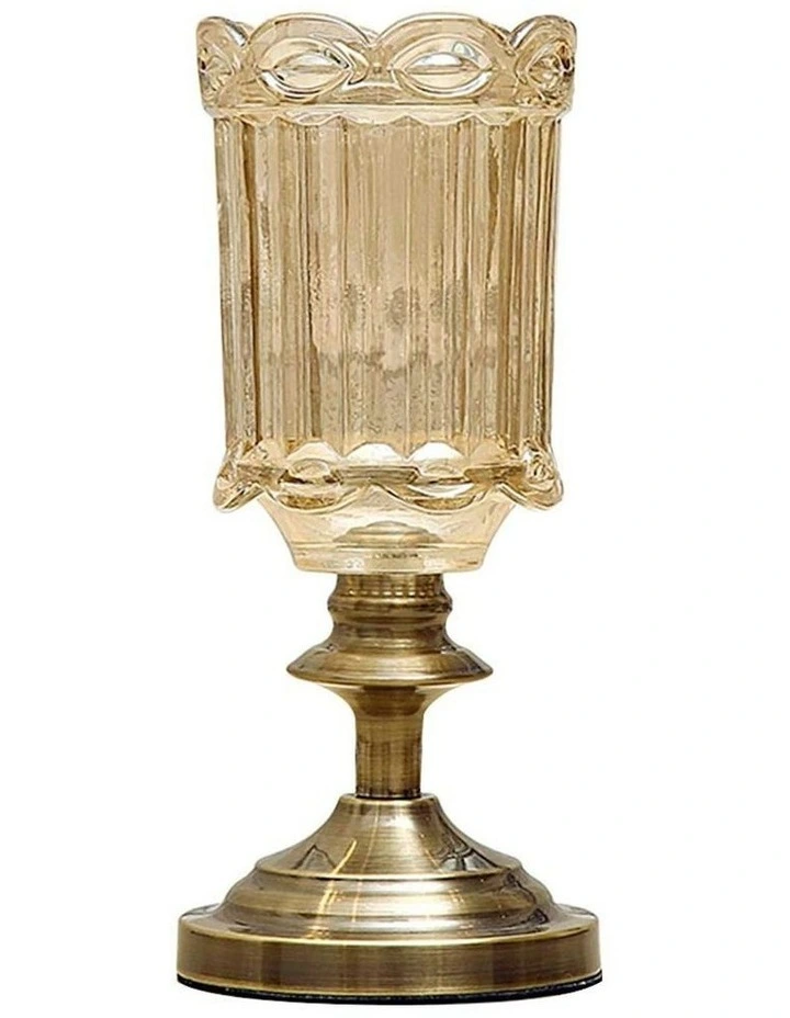 Transparent Glass Flower Vase with Metal Base Filler 28cm in Gold
