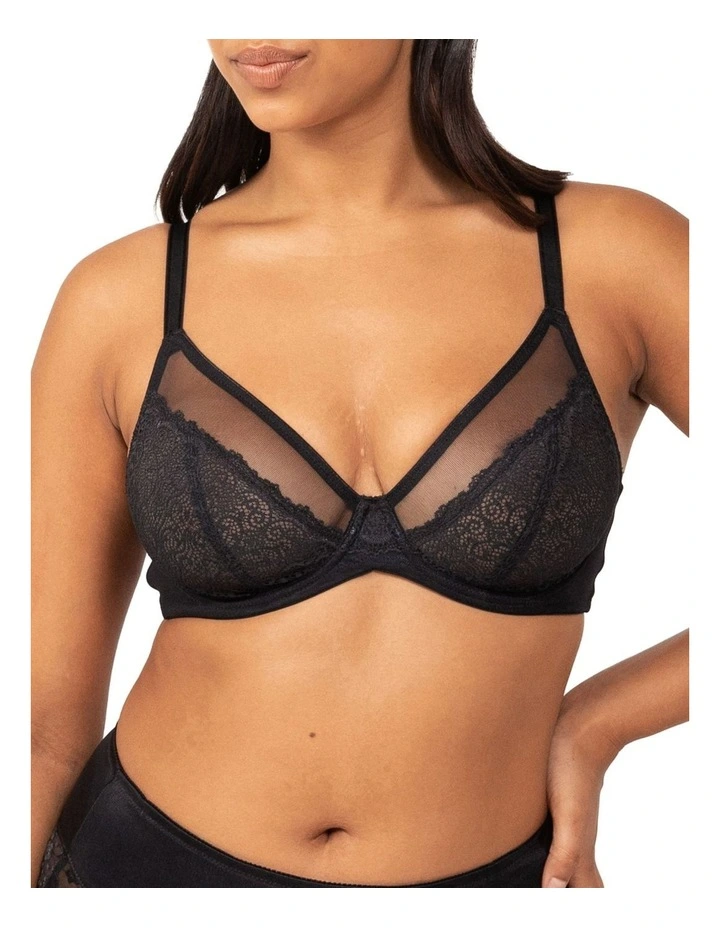 Sheer Minimiser Bra in Black