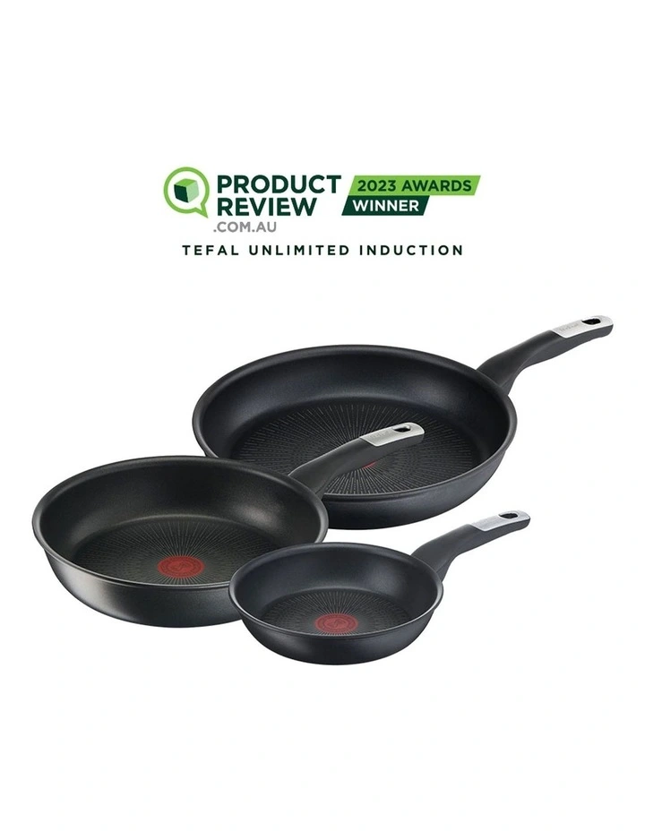 Unlimited Non-Stick Induction Set of 3 Frypan in Black