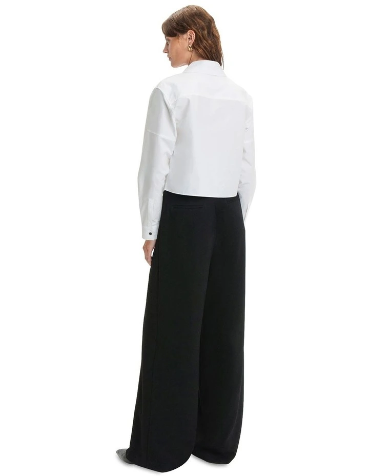 Cropped Point Collar Shirt in Off White