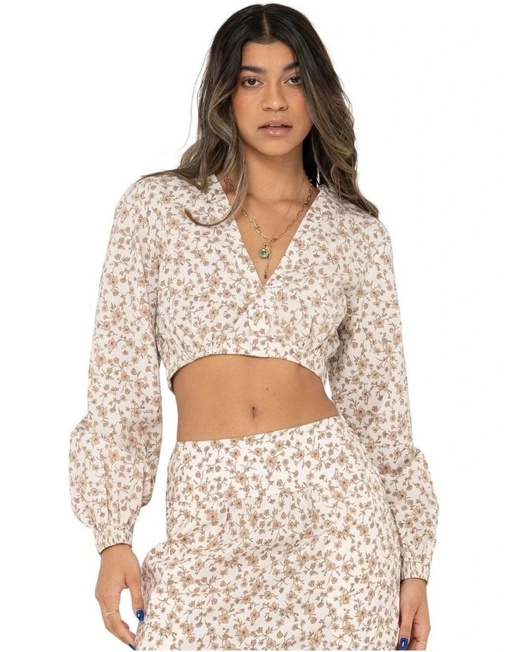 Harvey Long Sleeve Crop Top in White