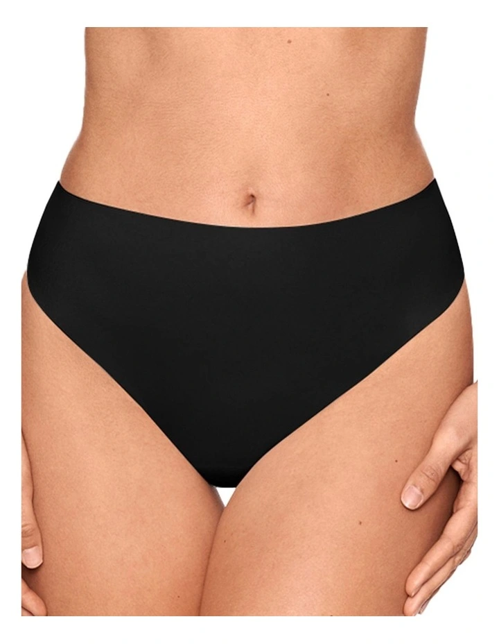 Wonderful Edge High Waist Light Shaping Thong in Black