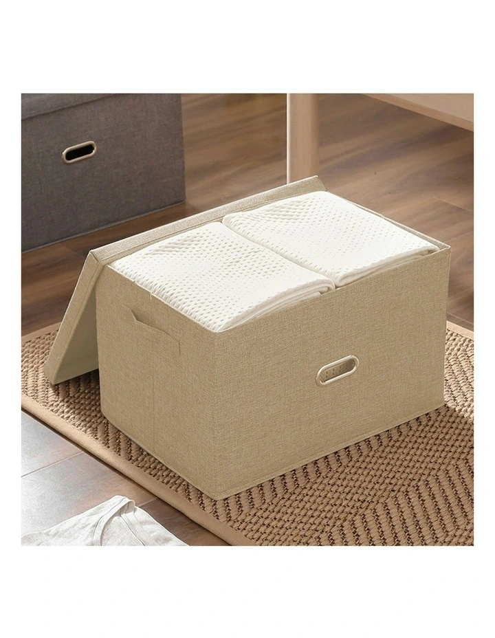 Super Large Foldable Canvas Storage Box in Beige