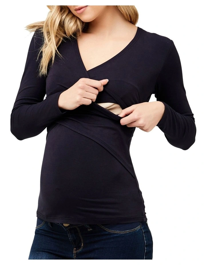 Embrace Long Sleeve Nursing Top in Navy