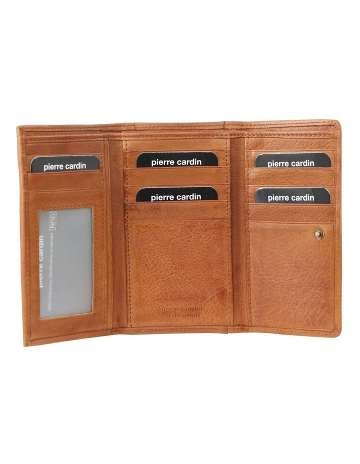Leather Tri-Fold Wallet Small in Cognac