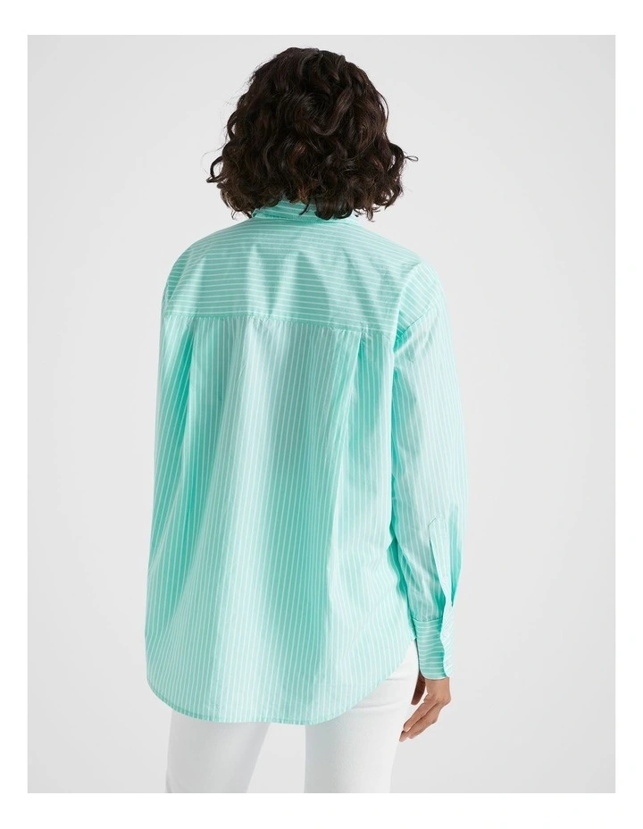 Poplin Pocket Front Shirt in Opal Stripe