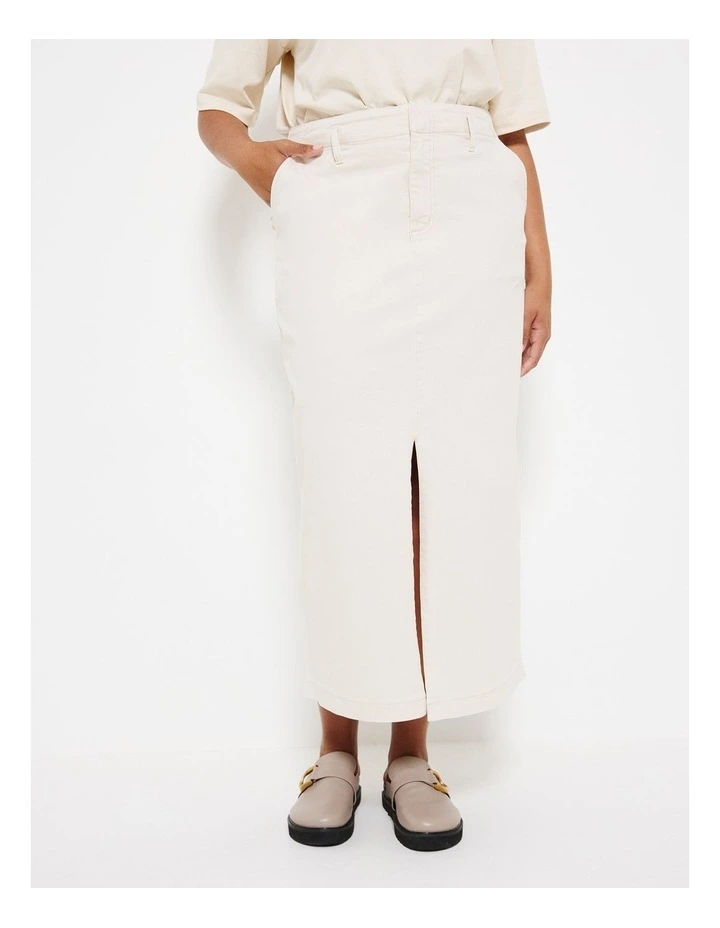 Side Pocket Denim Skirt in Ecru