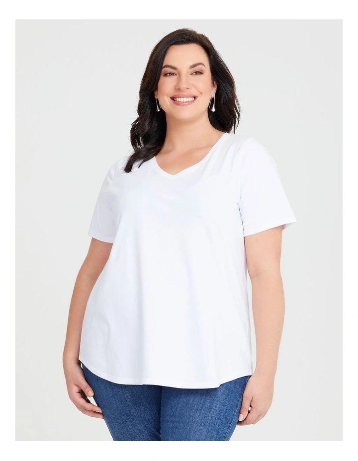 Australian Cotton V-neck Tee in White