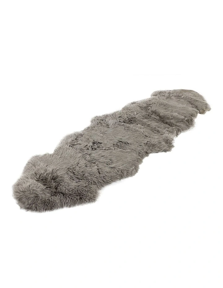 Long Wool Sheepskin Rug Double in Grey