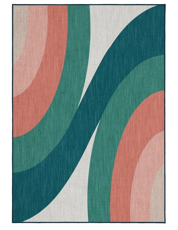 Bundle Washable Chenille Area Rug in Coral