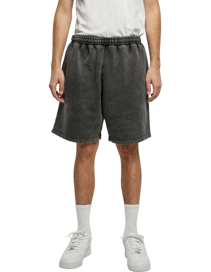 Heavy Sand Washed Sweat Shorts in Black