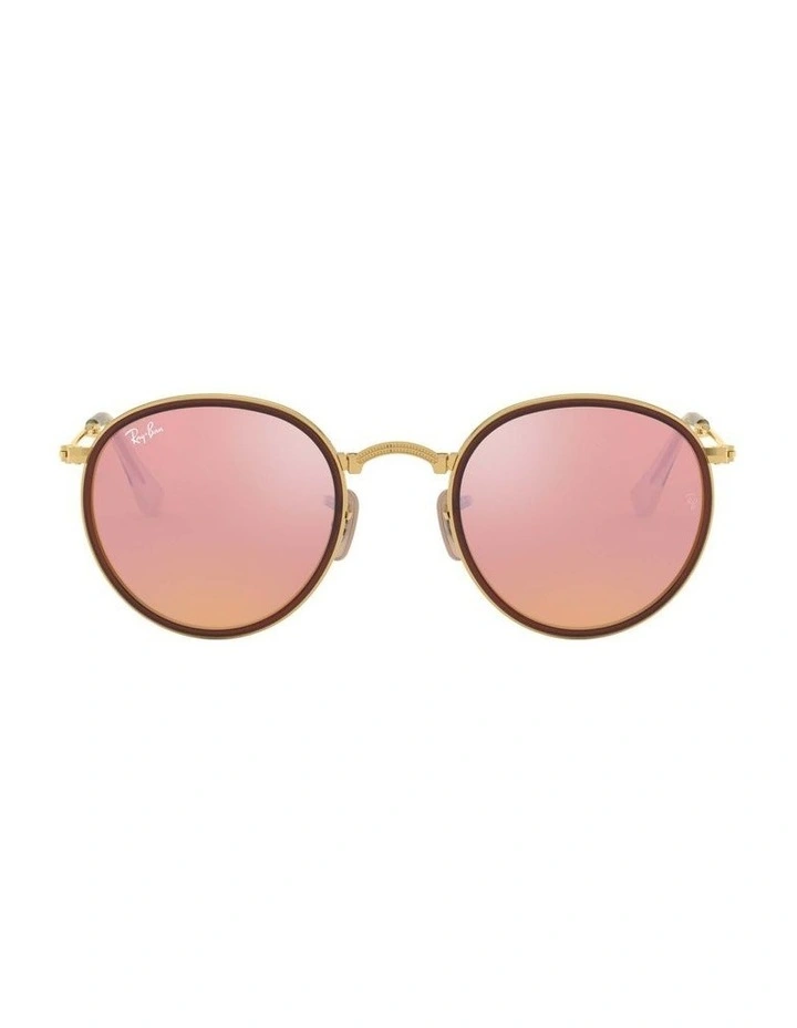 Round Folding Gold RB3517 Sunglasses