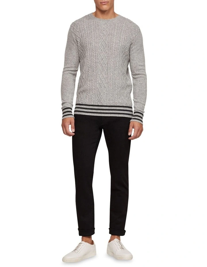 Matteo Cable Knit Pullover in Grey