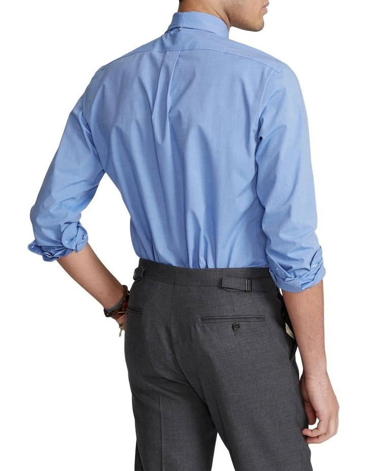 Classic Fit Stretch Poplin Shirt in Blue