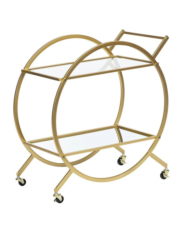Remy Steel Bar Cart with Glass Rack in Gold