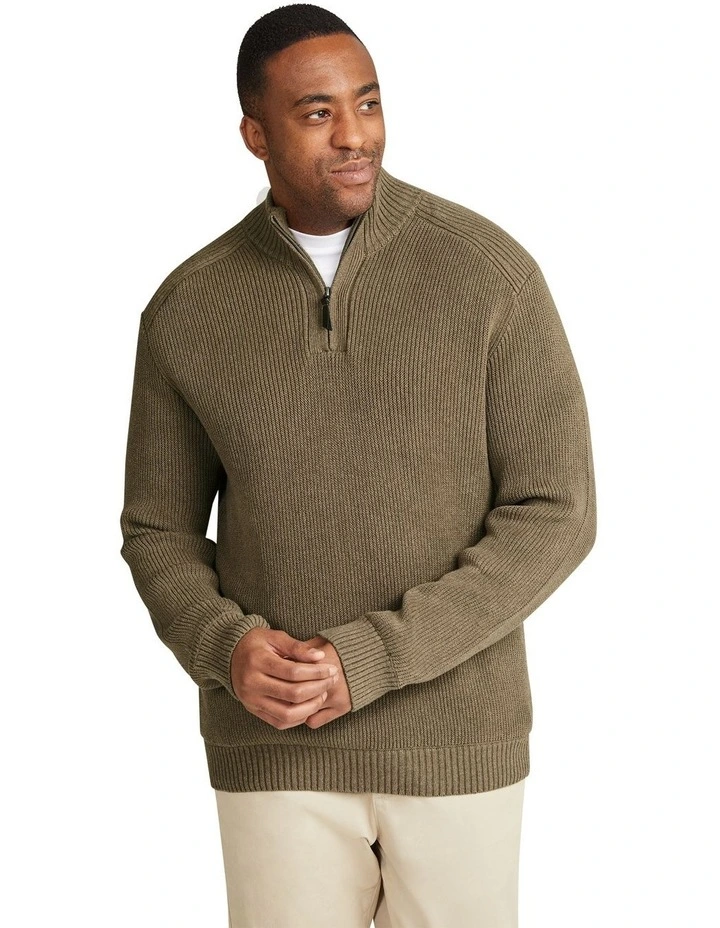 Patrick Half Zip Sweater in Biscuit