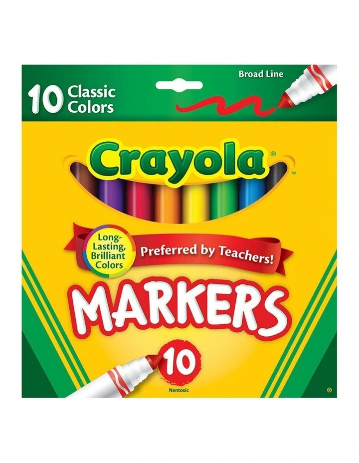 10PK Classic Broadline Markers Drawing Colouring Pen Kids 3y Art/Craft