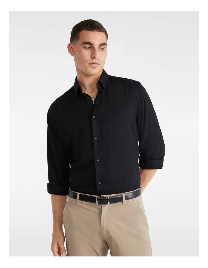 Vincent Viscose Shirt In Black