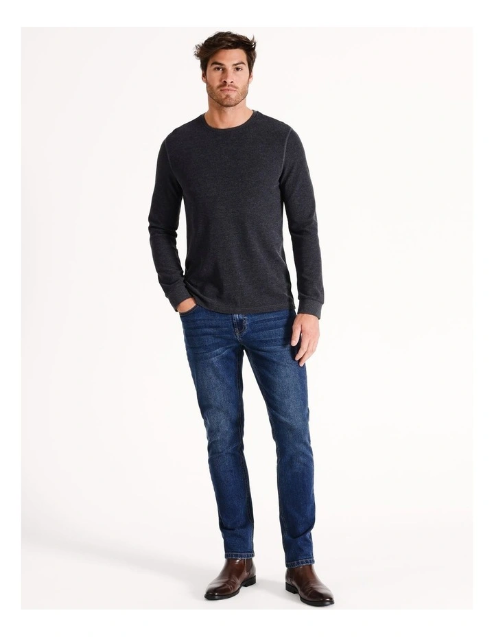 Demarchi Long Sleeve Waffle Crew Tee in Charcoal