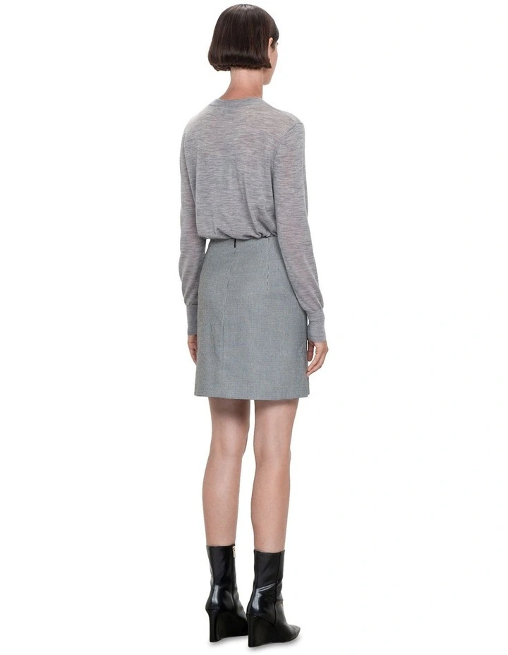 Houndstooth A-Line Skirt in Grey