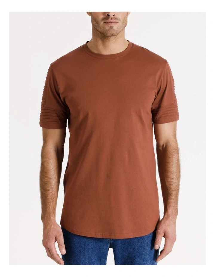 Maverick Pin Tuck Sleeve T-shirt in Rust