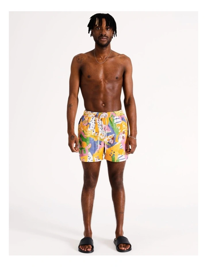 Fruit Salad Print Swim Short in Assorted