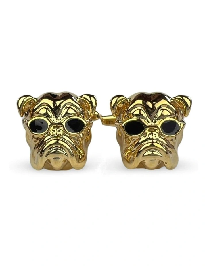 Bulldog Sunglasses Cufflink in Gold