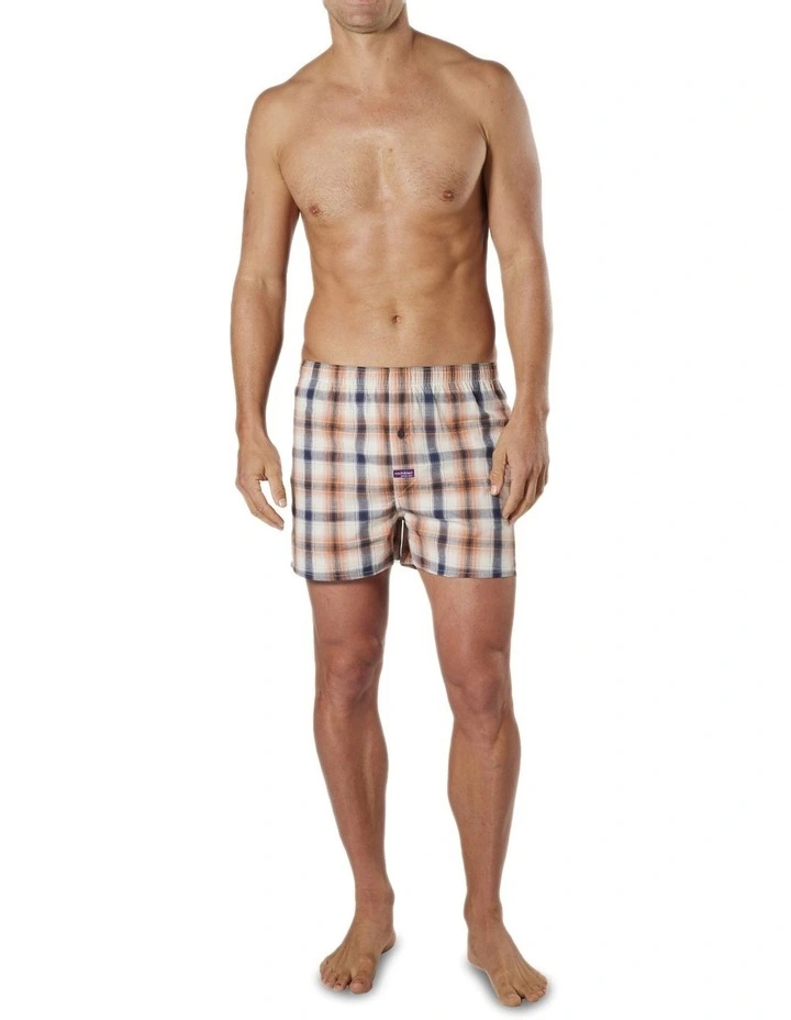 Desert Check Stretch Cotton Boxer Short in Bone