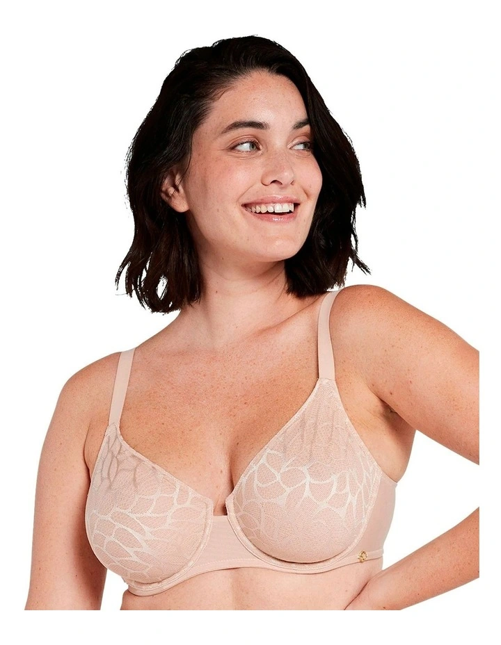Perfect Curves Smooth Lace Wired T-shirt Bra in Blush