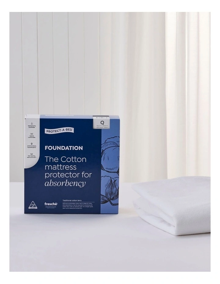 Foundation Cotton Terry Mattress Protector in White
