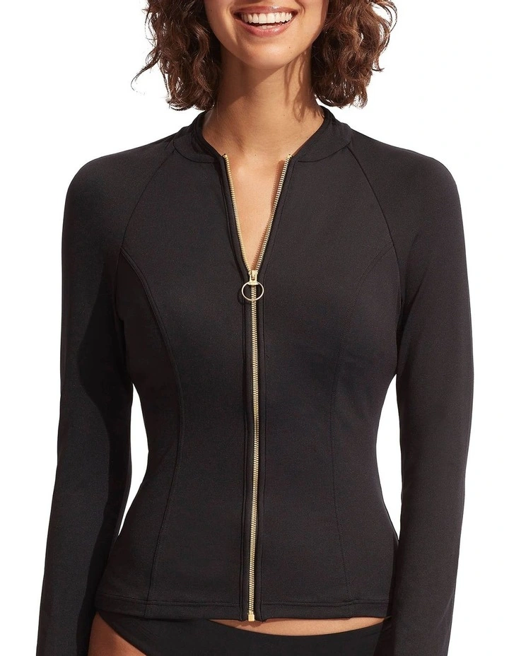 Long Sleeve Sunvest In Black