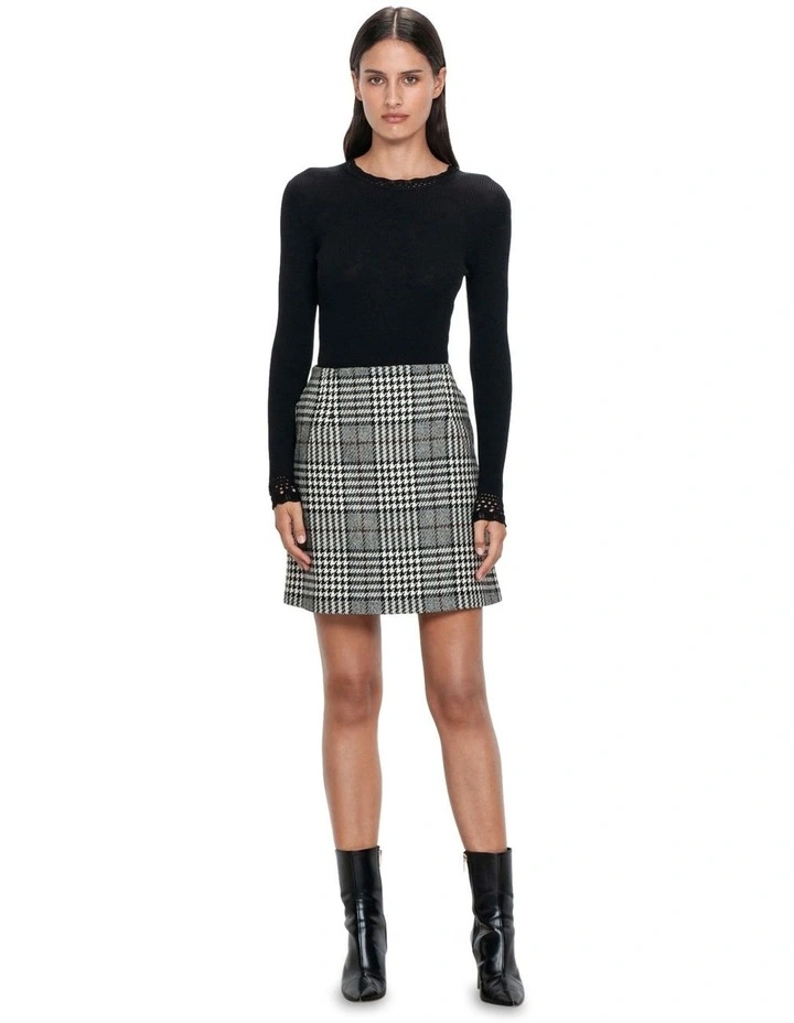 Glen Plaid Mini Skirt in Black/White