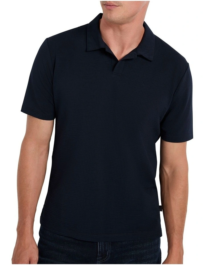 Andrew Textured Polo in Navy