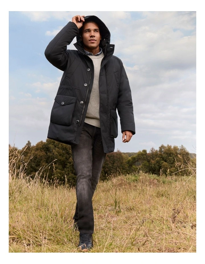 Hybrid Puffer Jacket in Black