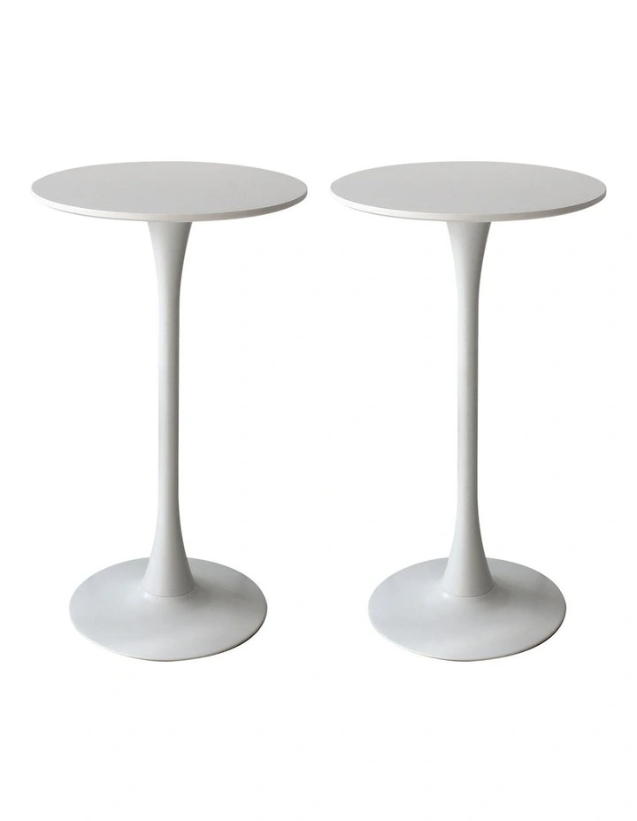Round Metal Base Bar Table x2 in White