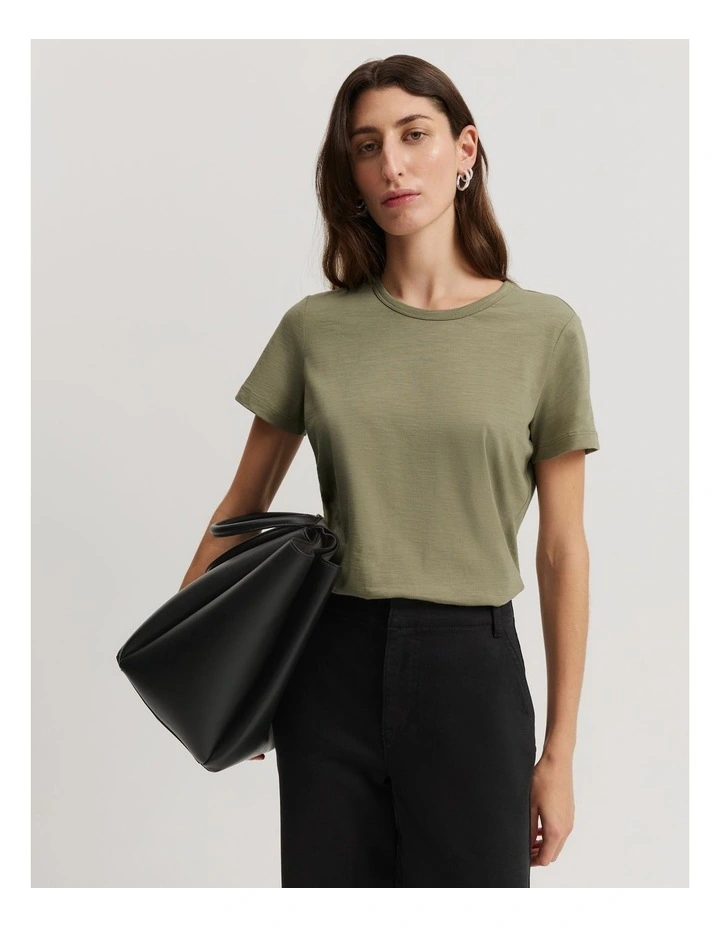 Australian Cotton Slub Short Sleeve T-shirt in Sicilian Olive
